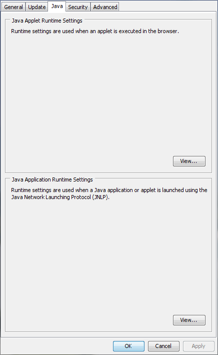 java control panel